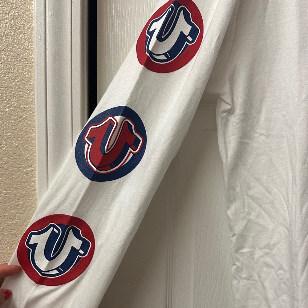 True Religion White Long Sleeve with Red and Blue Logo